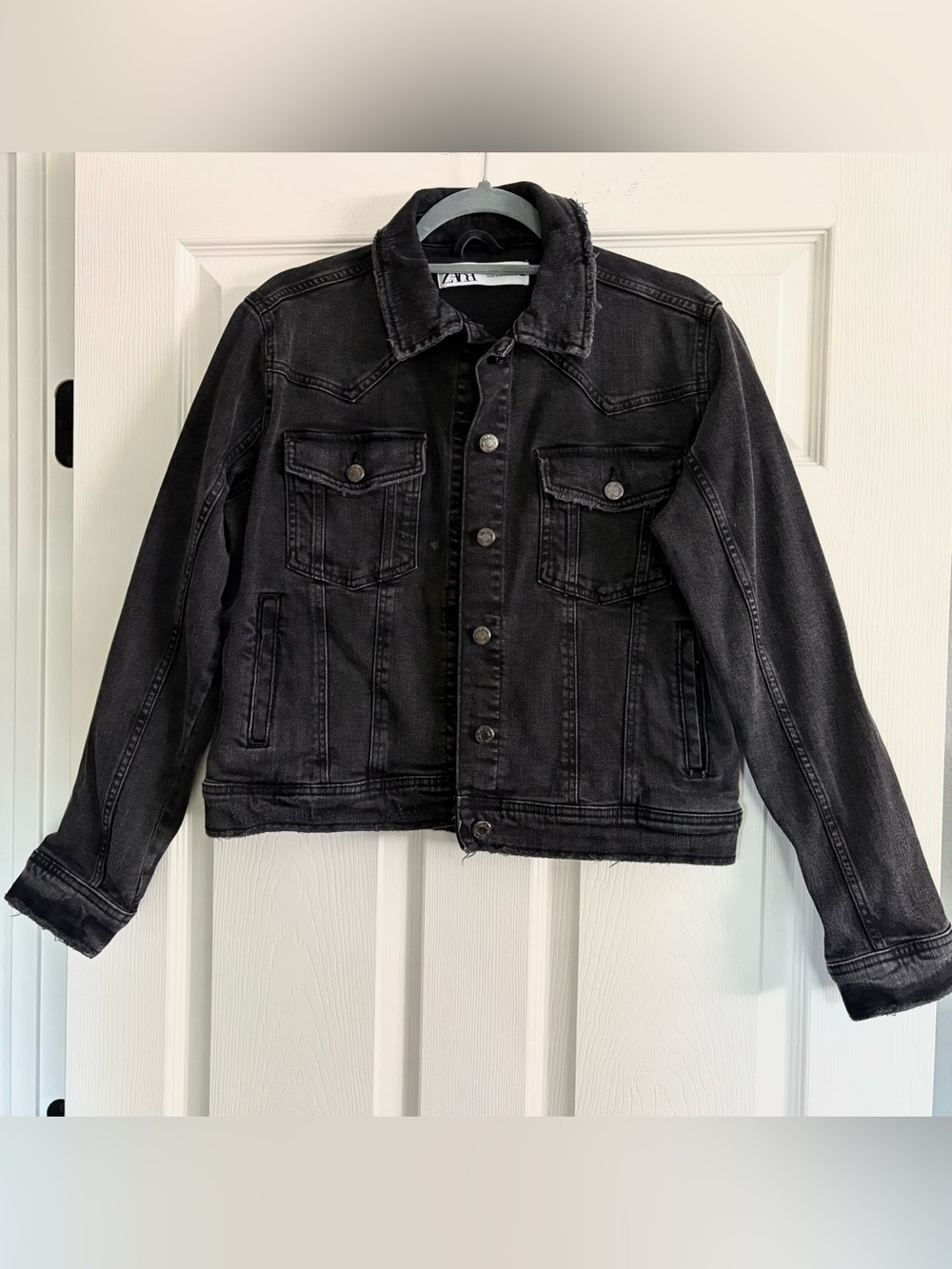 Zara Washed Black Denim Jacket